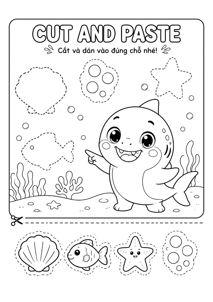 Cá Bống Bông - cắt và dán