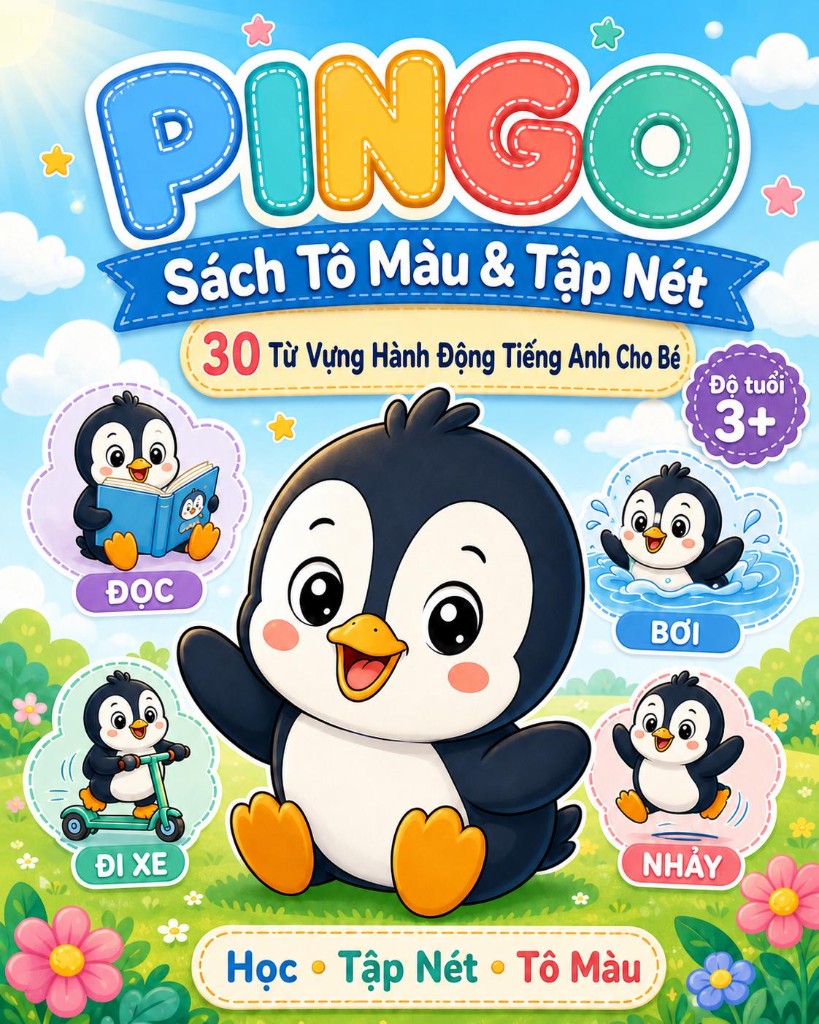 Chim Cánh Cụt Pingo - Sách tô màu & tập nét
